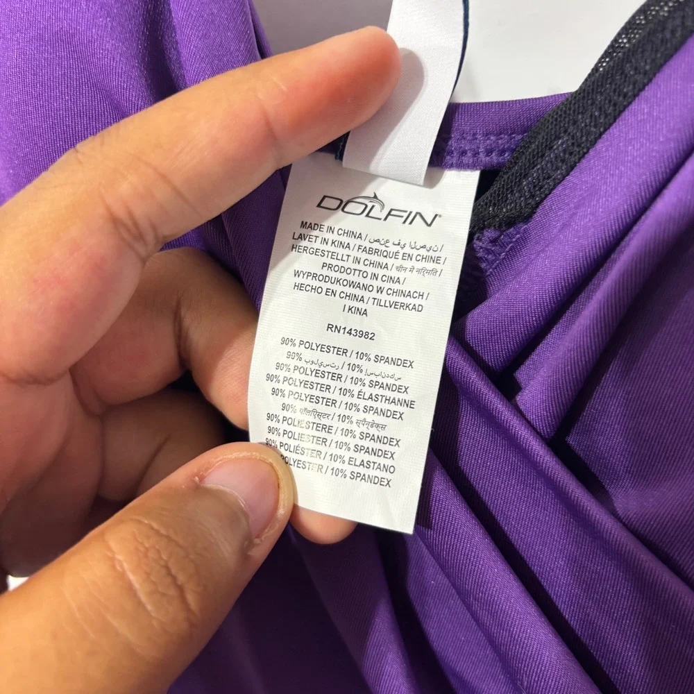 Dolfin AquaShape Purple Tankini Top Surplice Tummy Control Mastectomy Friendly S
